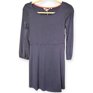 NWT Boden 3/4 Sleeve Scoop Neck Jersey Dress in Navy Blue